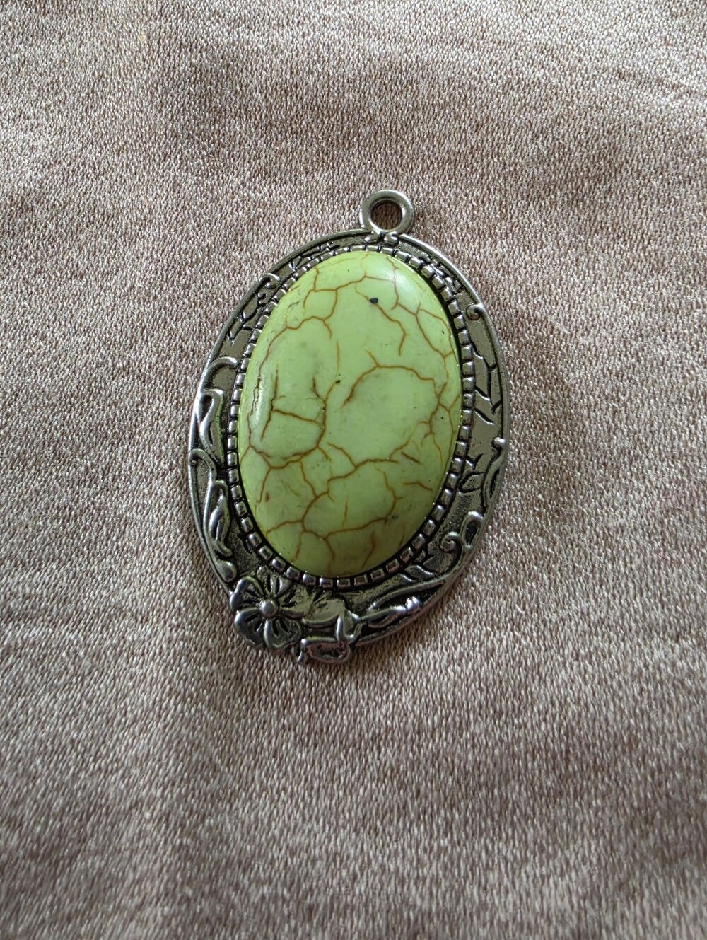 Vintage Green Stone Oval Pendant For Necklace - Women Jewelry